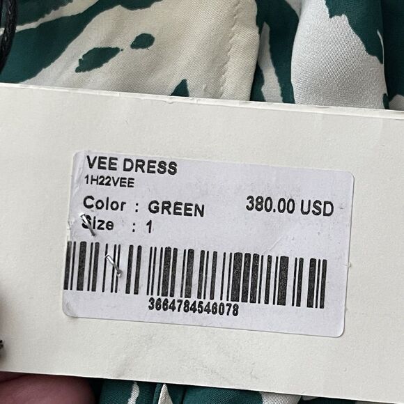 BA&SH Vee Wrap-effect Midi Lady Dress Size Small Green White NEW Animal Print - Picture 11 of 14